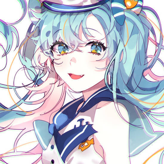 初音 水手服 水手帽 虎牙