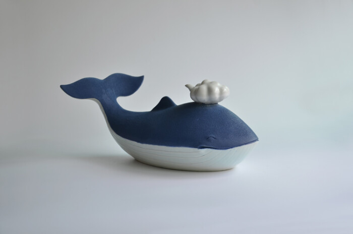 方外坊 手工陶瓷鲸鱼摆件大鱼海棠家居摆件创意产品雕塑新家礼品