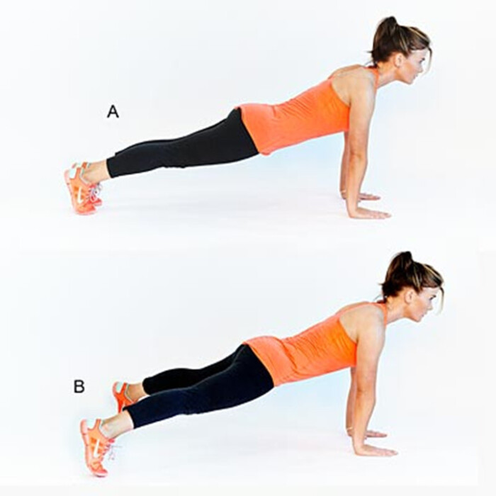 黄金动作8:直臂平板支撑既可以锻炼手臂,也可以锻炼腹部;保持该姿势1