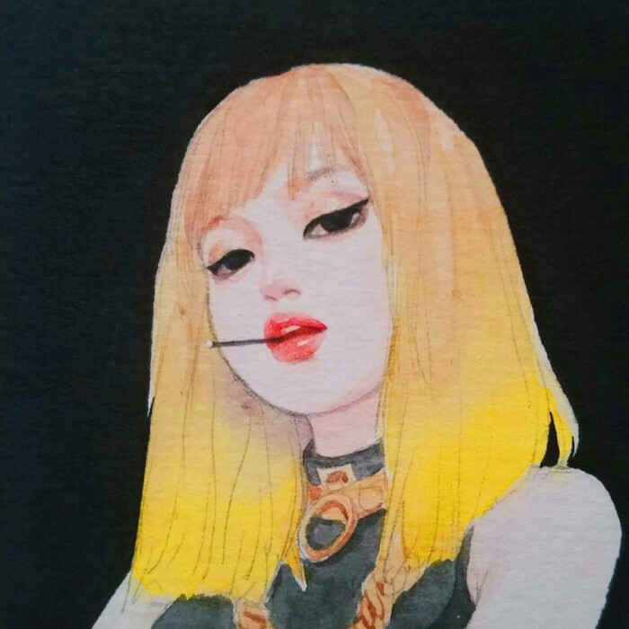 lisa忙内手绘水粉画