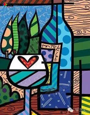 romero britto 巴西流行艺术家,对色彩他有独特的见解,在他的手里每一