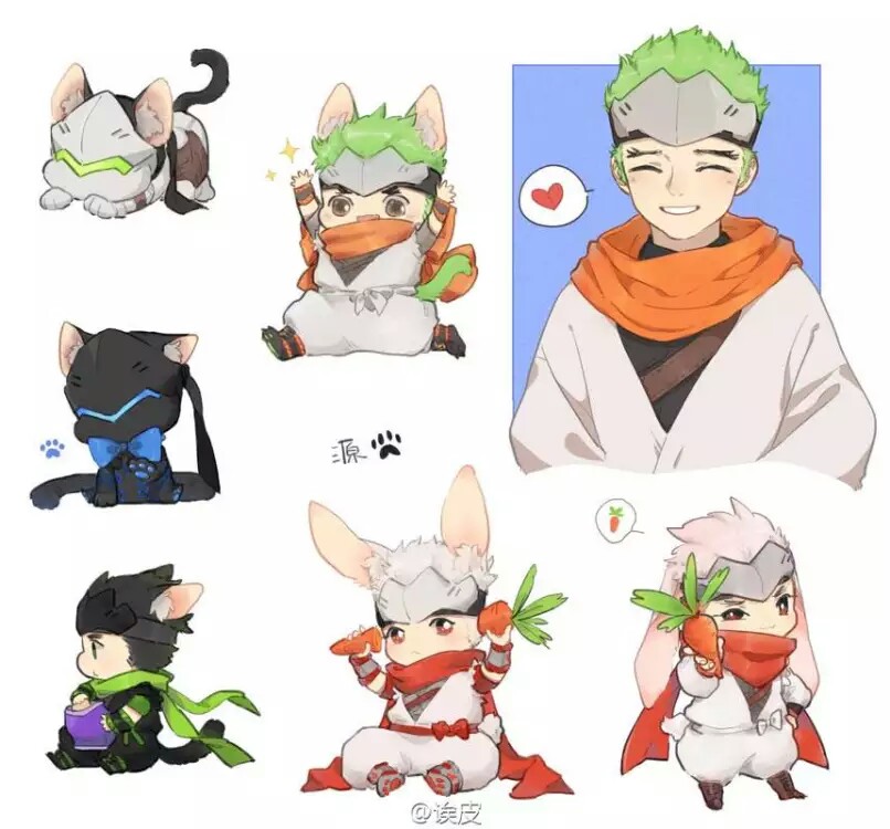 守望先锋,源氏,genji.好多小genji!揉脸带回家ing~(痴汉脸)(够了)