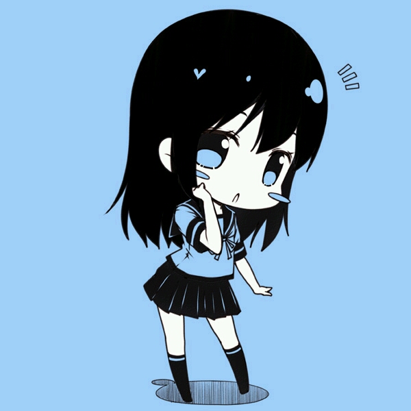p站 q版 q版 可爱 萌【p站q版】舰娘 长发 单色 蓝色 蓝色系 蓝底