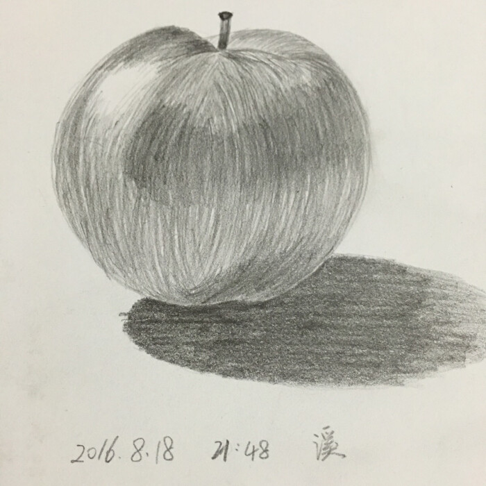 第一幅静物素描,又是苹果.