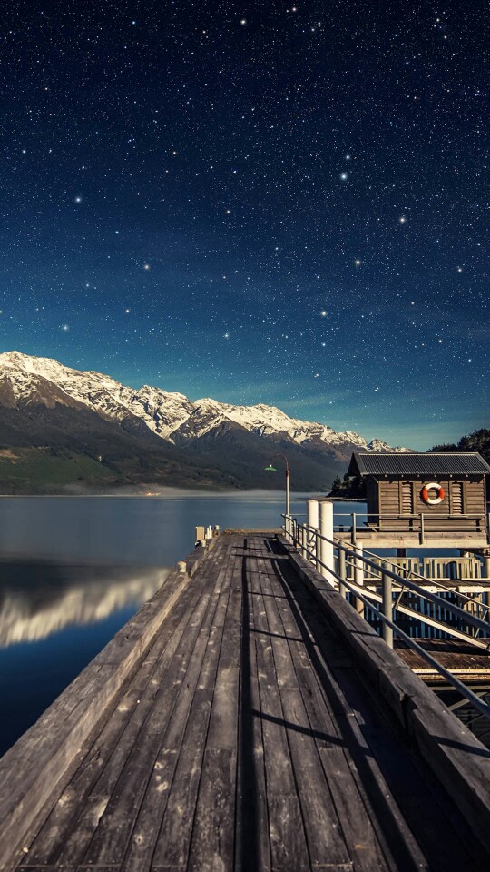 唯美星空 夜景 夜空 星光 树木 森林 自然风景 iphone手机壁纸  锁屏