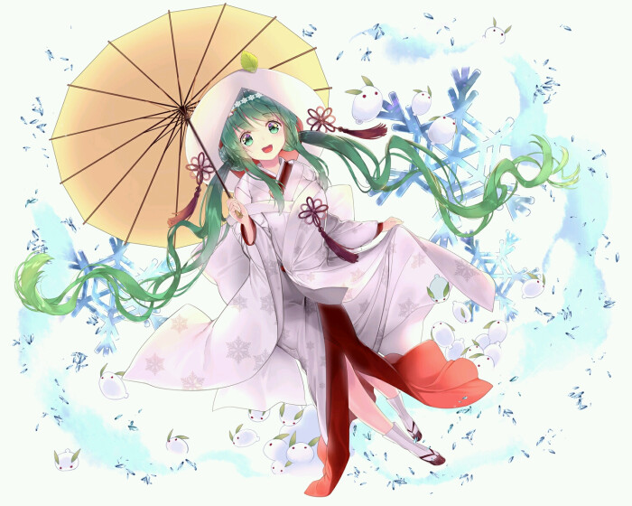女图 漫 二次元 高清 p站 长发 【p站女图】伞 初音未来 雪初音 雪花