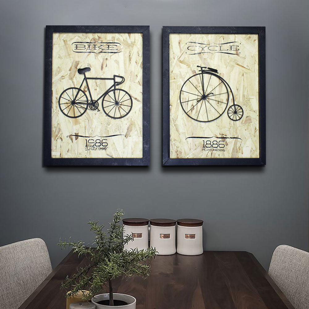 美式复古工业风立体铁艺自行车壁挂装饰画创意咖啡馆酒吧装饰挂件