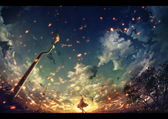 二次元 动漫风景 少女 人物 治愈 致郁