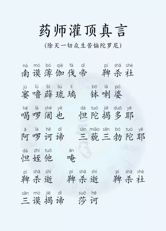 药师佛灌顶真言