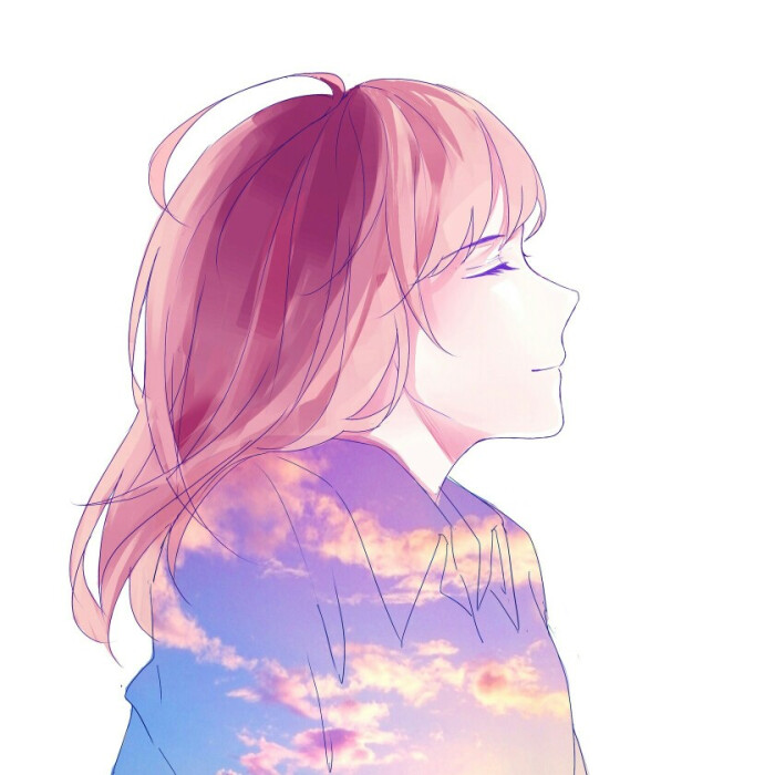 唯美 意境 冷色系 暖色系 短发 恋人 爱情插画 少女 动漫 情侣 头像