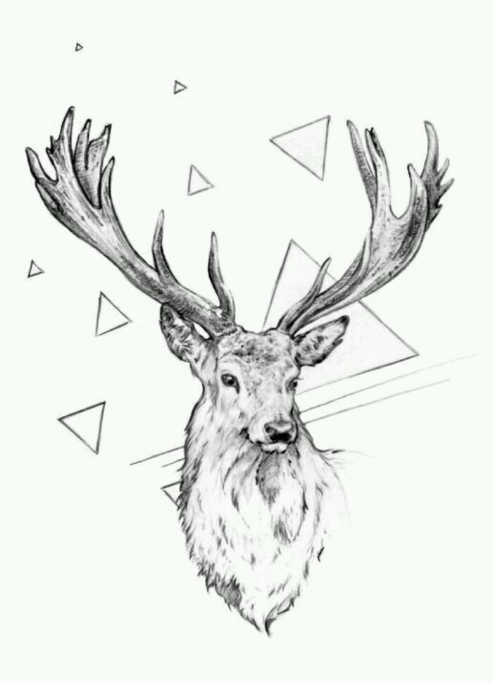 【麋鹿鹿角纹身图案手稿】."鹿"是地位的象征,权贵的象征.