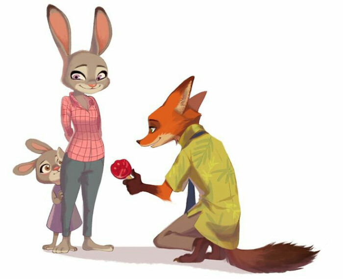 疯狂动物城,zootopia,手绘,小朱迪小尼克,cp,头像,国外画师,同人,美哭