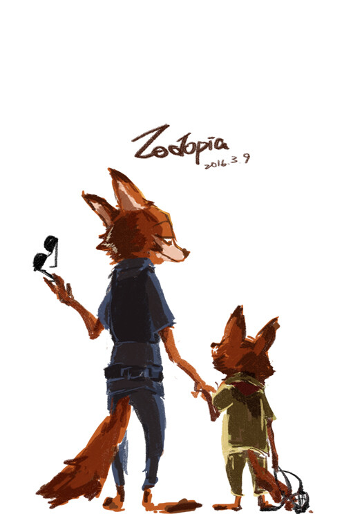 疯狂动物城,zootopia,手绘,小朱迪小尼克,cp,头像,国外画师,同人,美哭