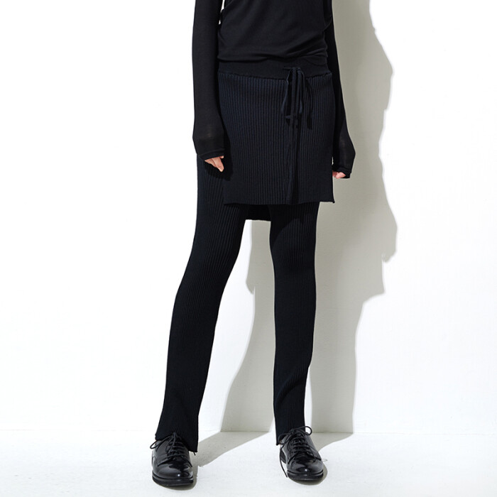 FRONTROWSHOP黑色侧开衩显瘦微喇叭裤弹