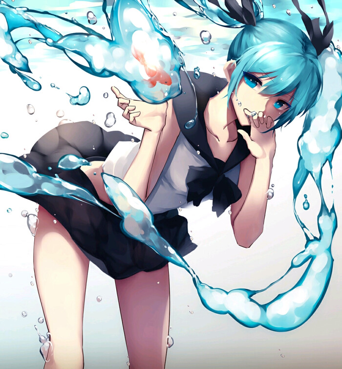 二次元 水珠 深海 泡沫 清凉 透明 游泳 夏季 水着浪花 卡哇700_755