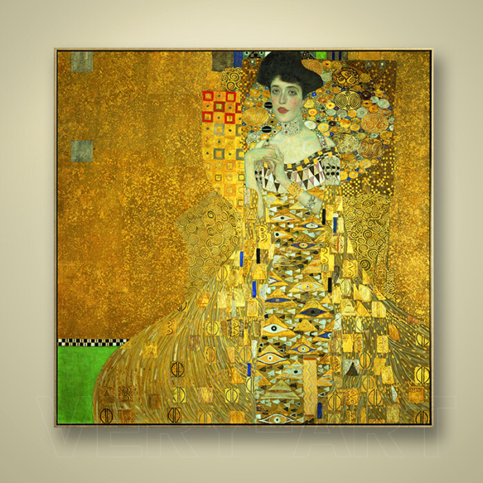 阿黛尔夫人克里姆特油画黄金贵妇玄关书房金色华丽现代装饰画挂画