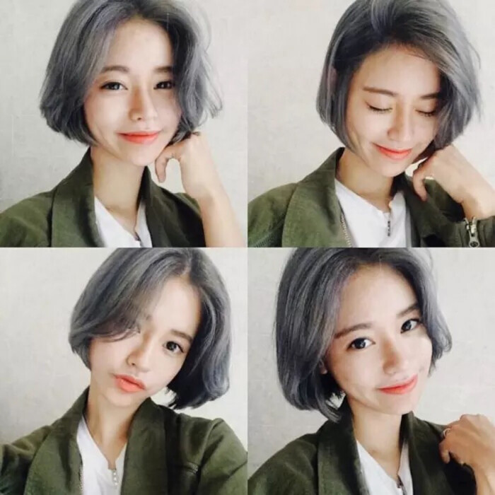 亚麻灰短发