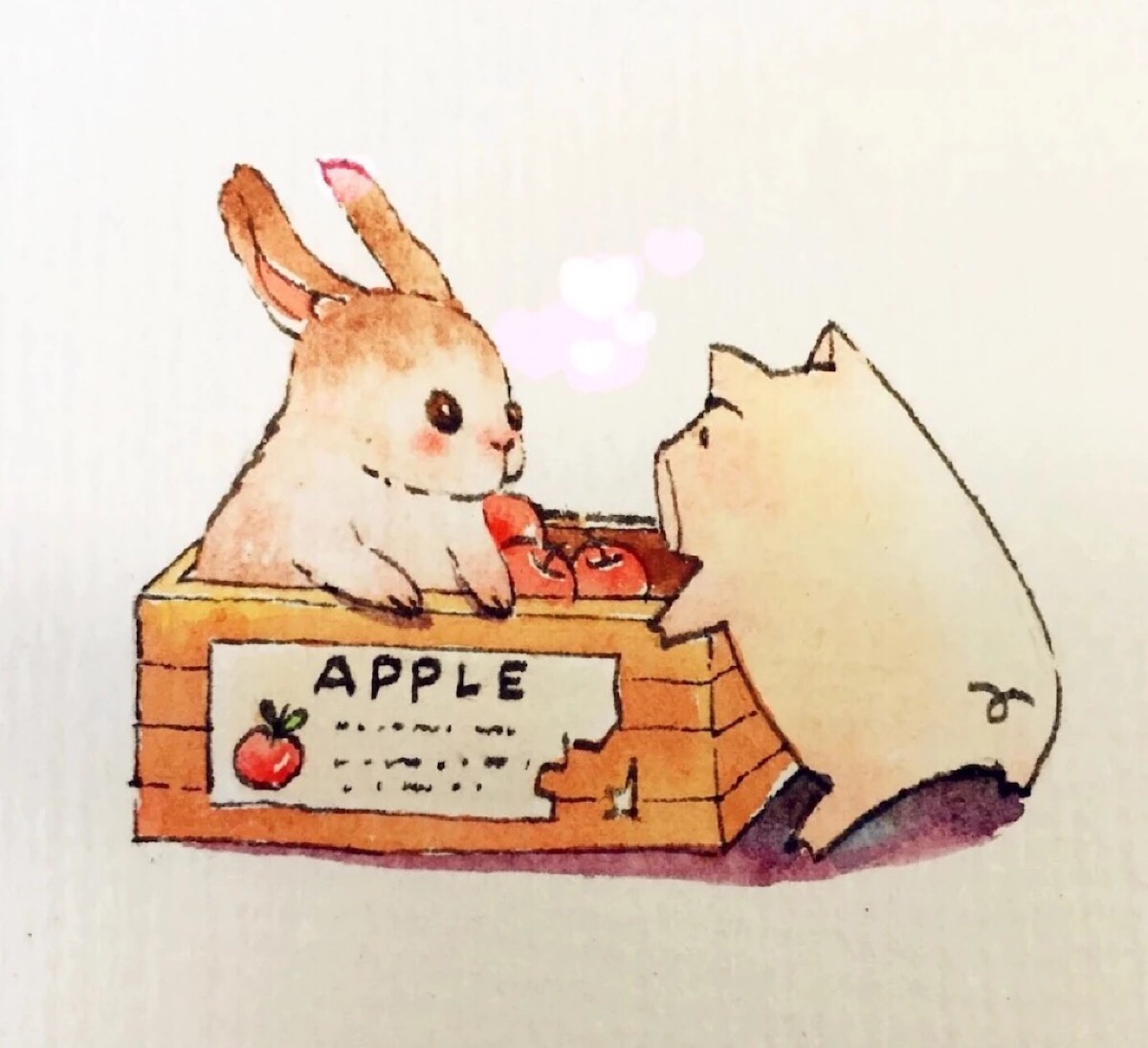 小兔子 猪乐桃 手绘 粉小猪 可爱的卡通猪 手机 壁纸 卡通图片 二次元