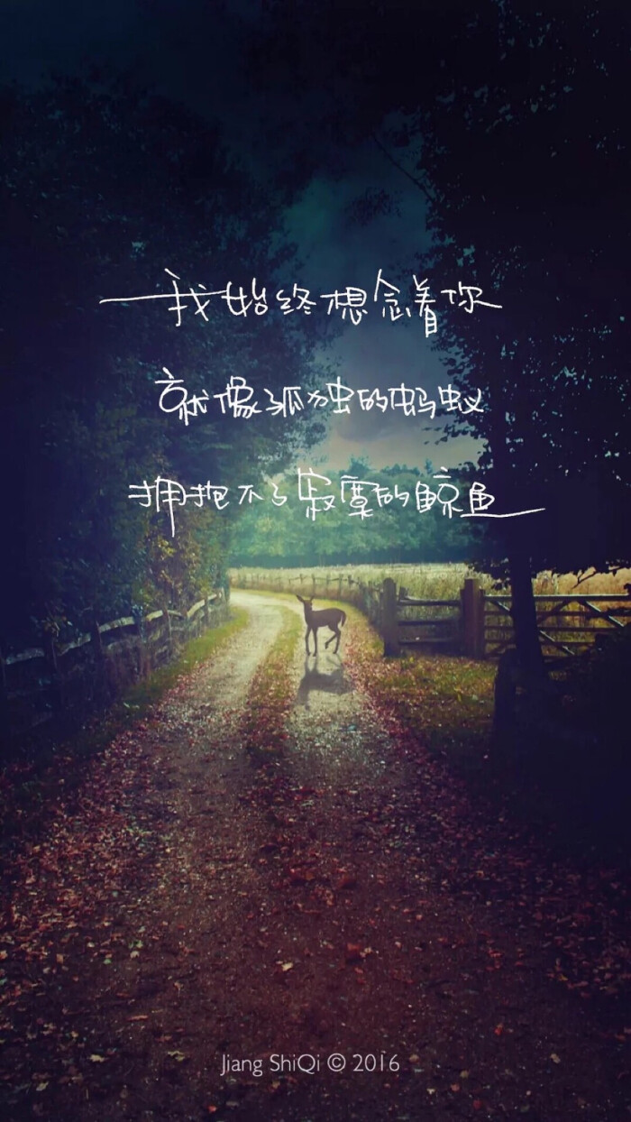 文字壁纸 林中小鹿 意境 文艺