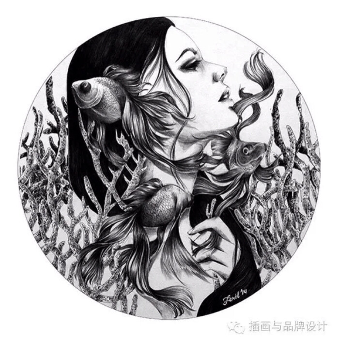 插画 黑白画 壁纸