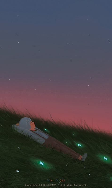 『lost7』躺在草地上看星星.晚安.