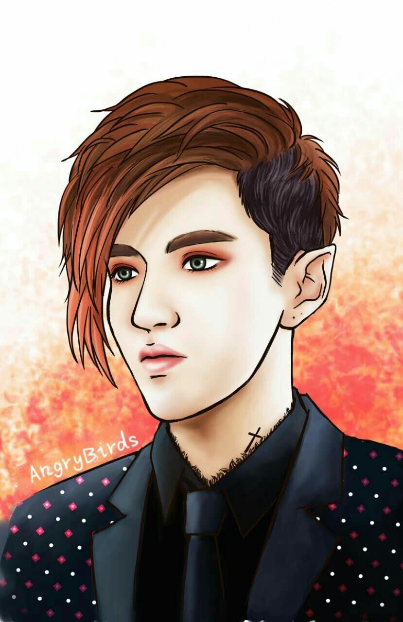 吴亦凡手绘 素描漫画 卡通吴亦凡 kris exo 花美男 偶像 明星 帅哥 小