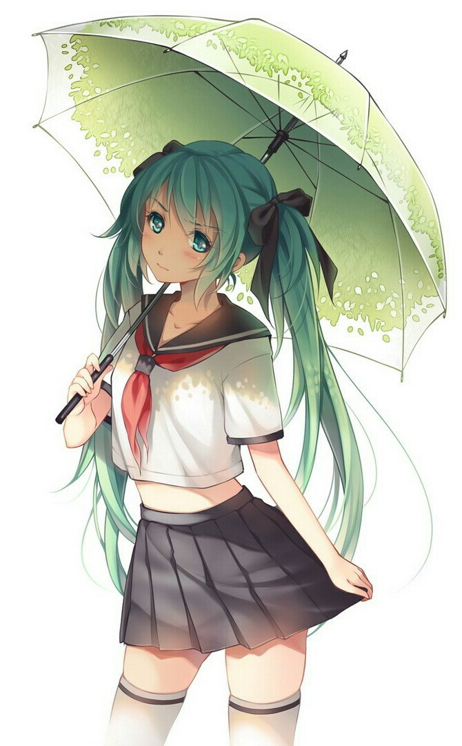 初音撑伞绿发