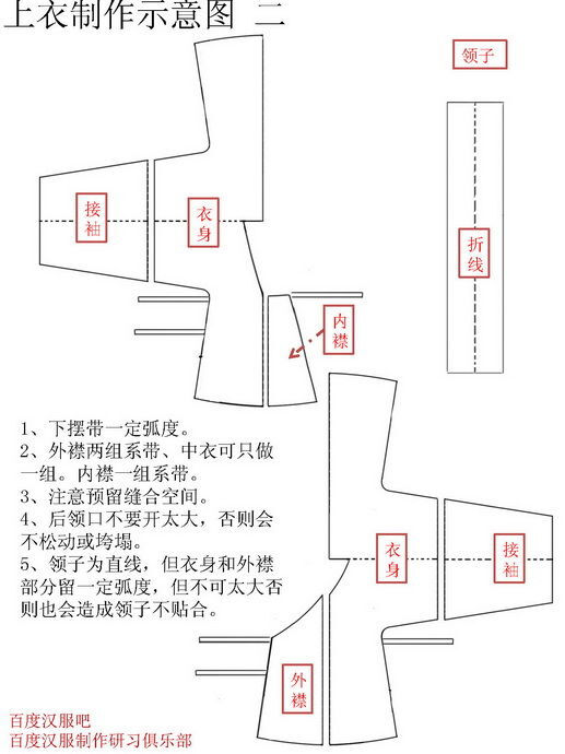 普通上衣,可用于交领上襦,中衣制作参考2