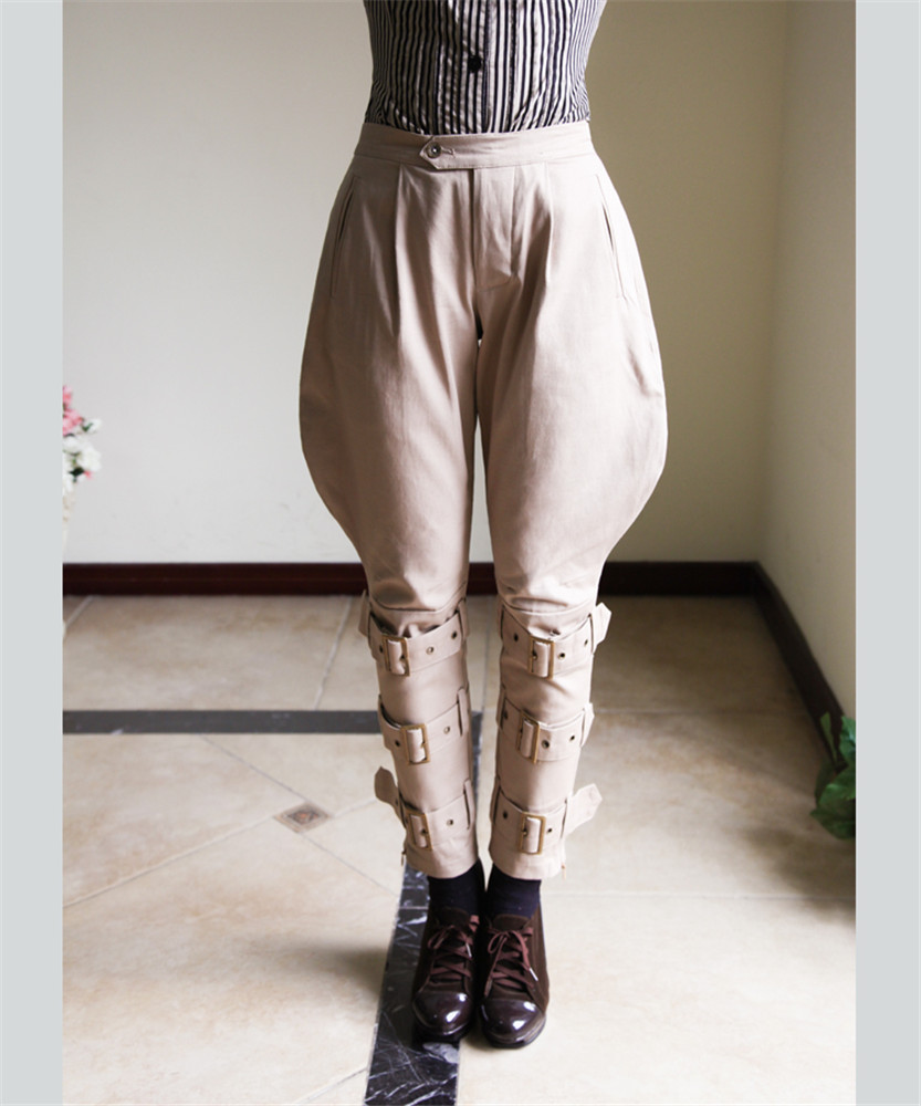 vintage独家原创设计硬挺中性男女通用二战制式低腰军装马裤*2色