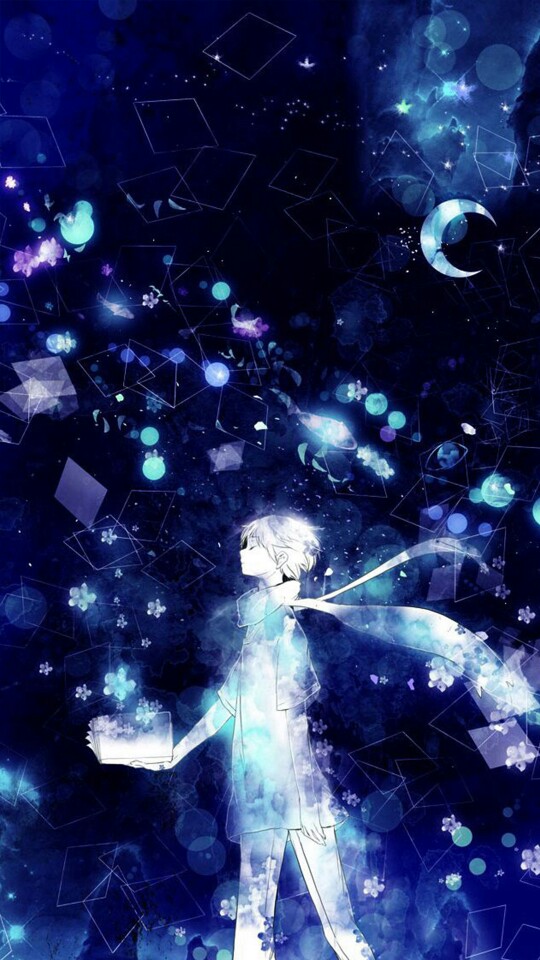 深蓝 手机壁纸 背景 壁纸 锁屏 高清 少年 创意插画 #图源网侵删