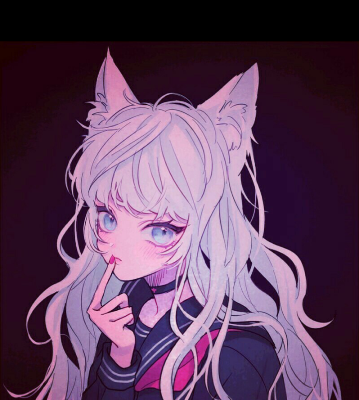 女头 头像 猫耳 长发 蓝眼