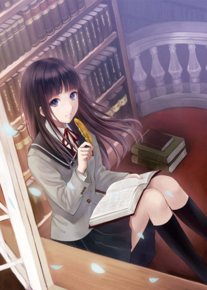 校服 少女 看书