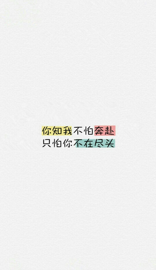 文字壁纸."你知我不怕奔赴,只怕你不在尽头."