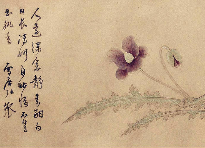 明·孙克弘《百花图卷》纸本设色,27×532.