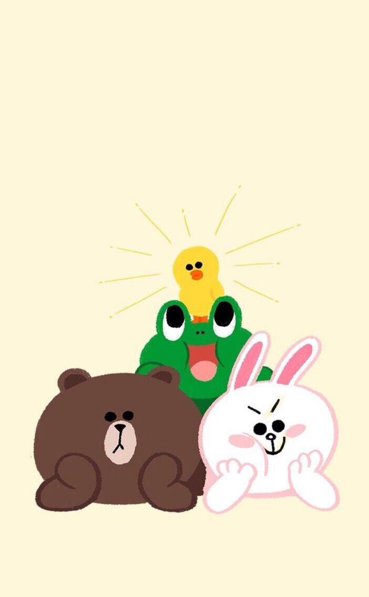 line friends 壁纸 iphone 可妮兔布朗熊