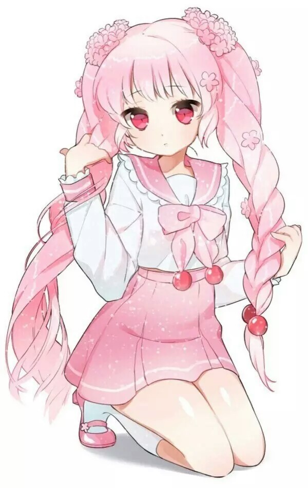 粉色水手服女孩绘画素材