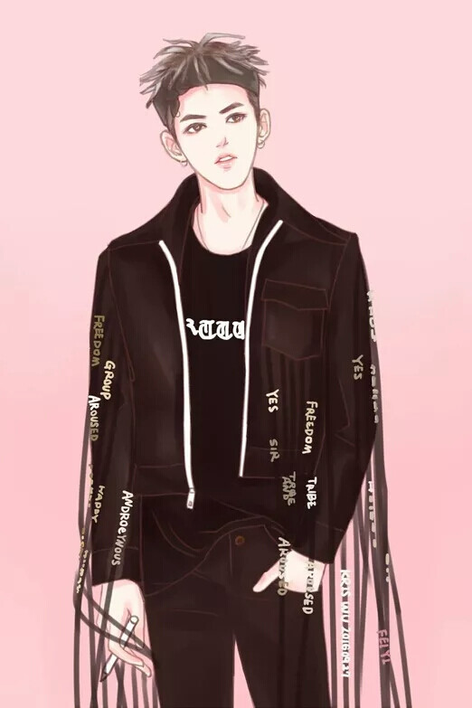 吴亦凡手绘 素描漫画 卡通吴亦凡 kris exo 花美男 偶像 明星 帅哥 小