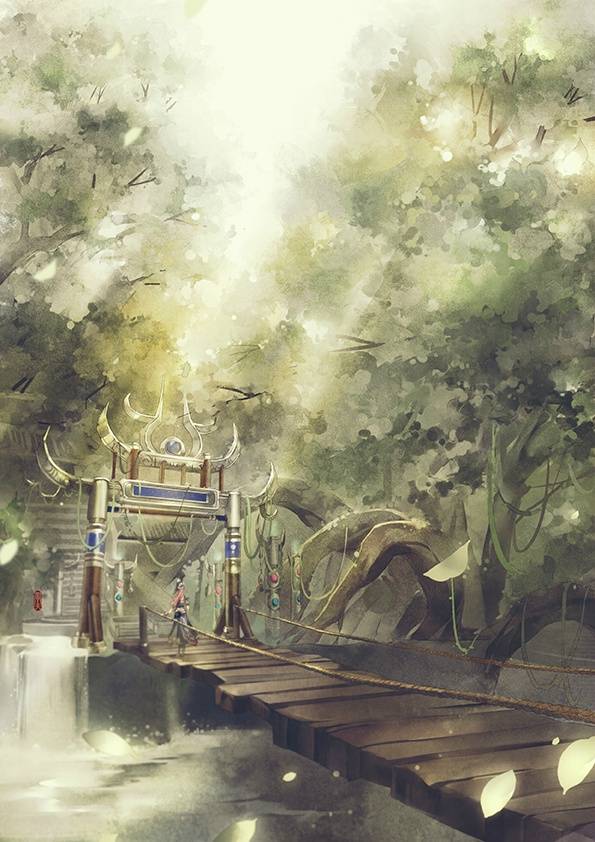 三生三世,唯你水彩 唯美 插画 风景网络搜图非原创 简笔手绘插画 彩铅