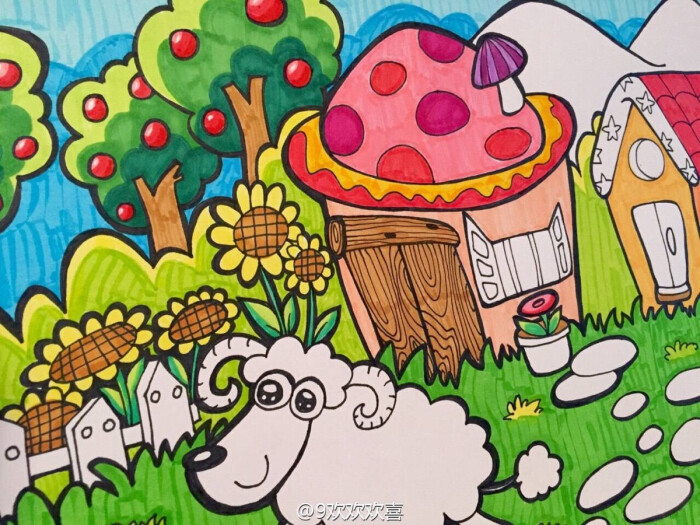 儿童画 小绵羊