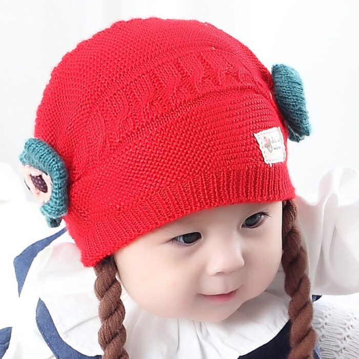 秋冬婴儿帽子女宝宝针织保暖毛线帽3-6-12个月