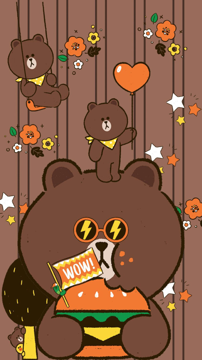 line friends 壁纸 iphone 可妮兔布朗熊