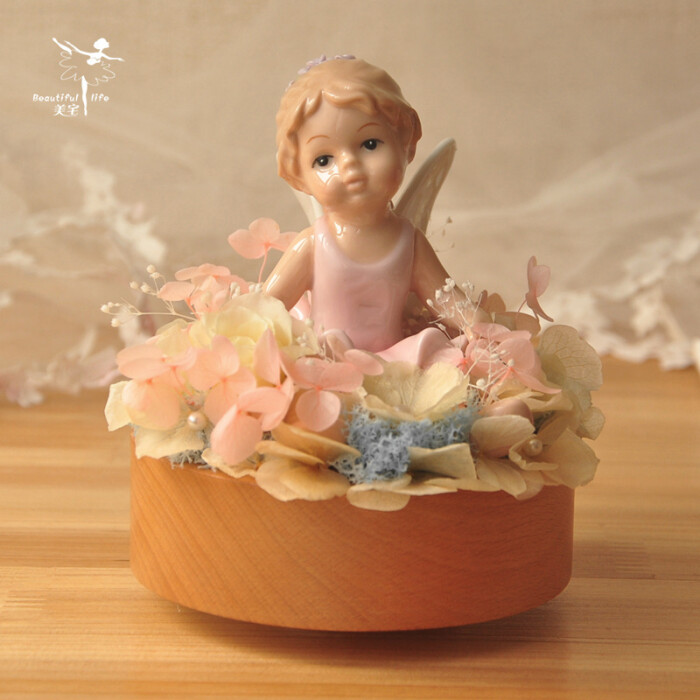 美国瓷偶 永生花组合芭蕾天使音乐铃 生日新生