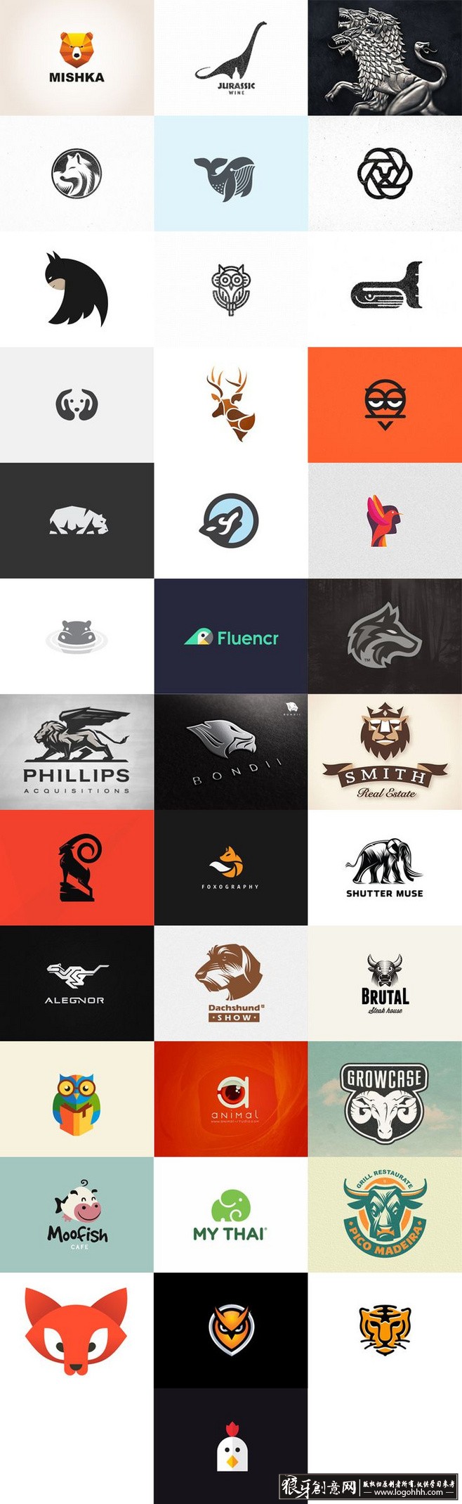 动物logo设计图标 动物标志设计灵感图形 动物简化logo创意灵感