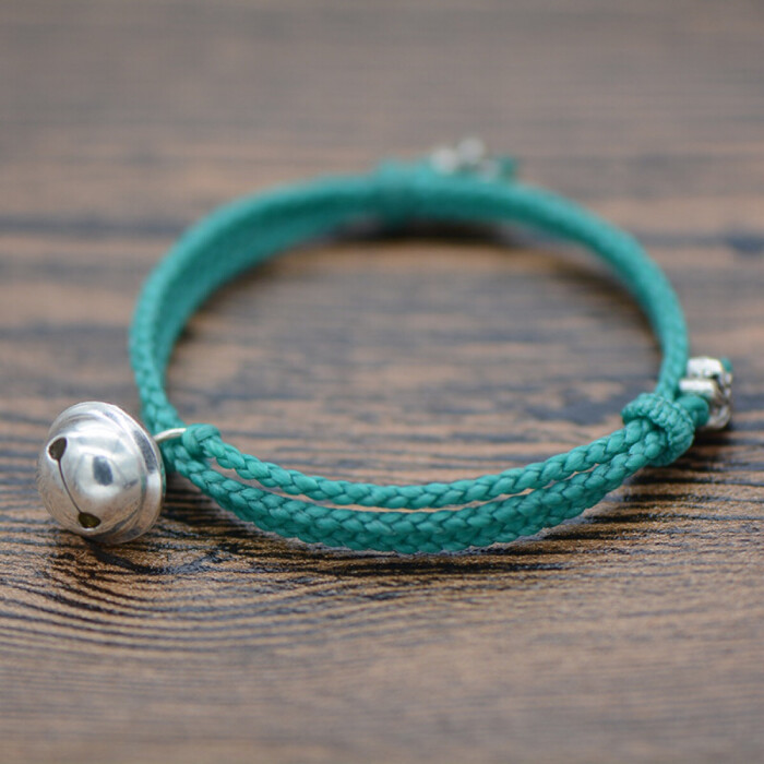 原创泰蜡手工铃铛手链,四股辫手链。