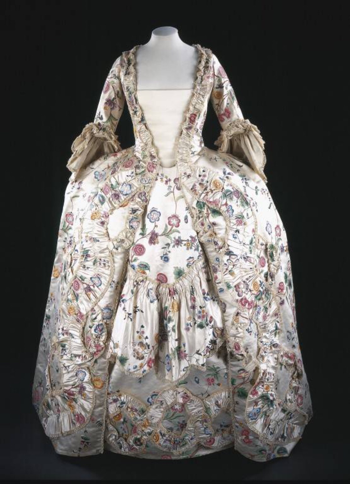 法式女袍,1760s,英国,v&a博物馆.