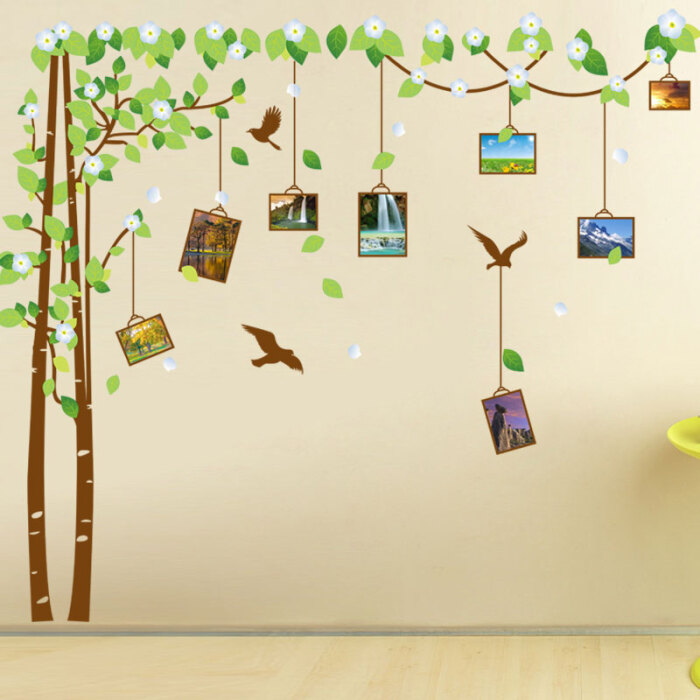 墙贴可移除贴纸 超大绿树照片墙 相片树 客厅电