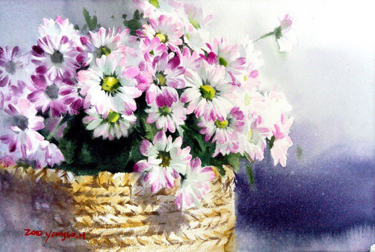 她的花卉水彩画作,风格清新唯美,色彩细腻丰富