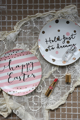 金色描边英文字母早餐盘点心盘牛排盘西餐盘首