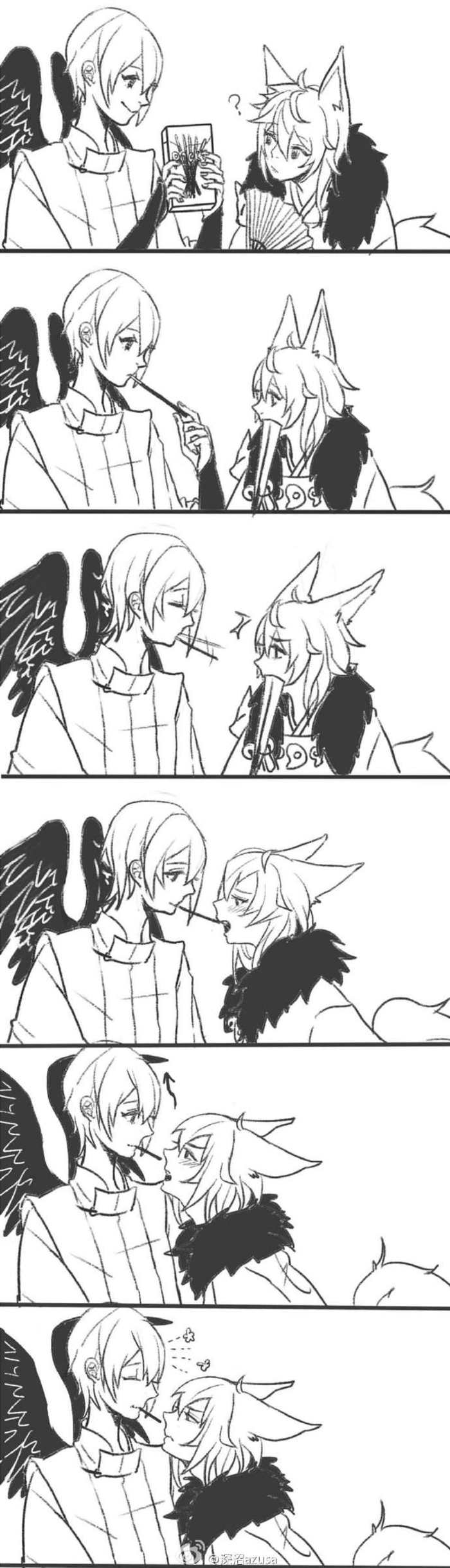 阴阳师 大天狗x狐崽 pocky kiss