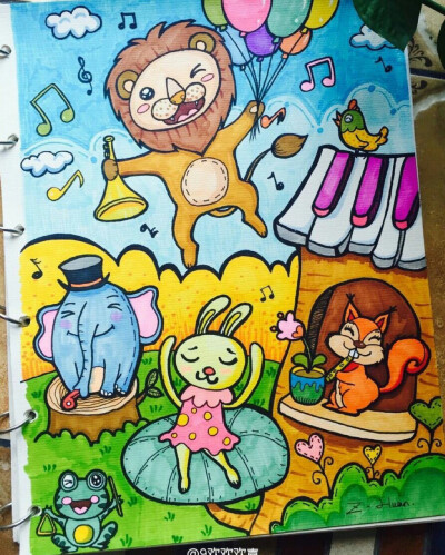 儿童画～动物party
